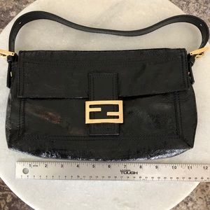 Authentic FENDI patent leather baguette handbag